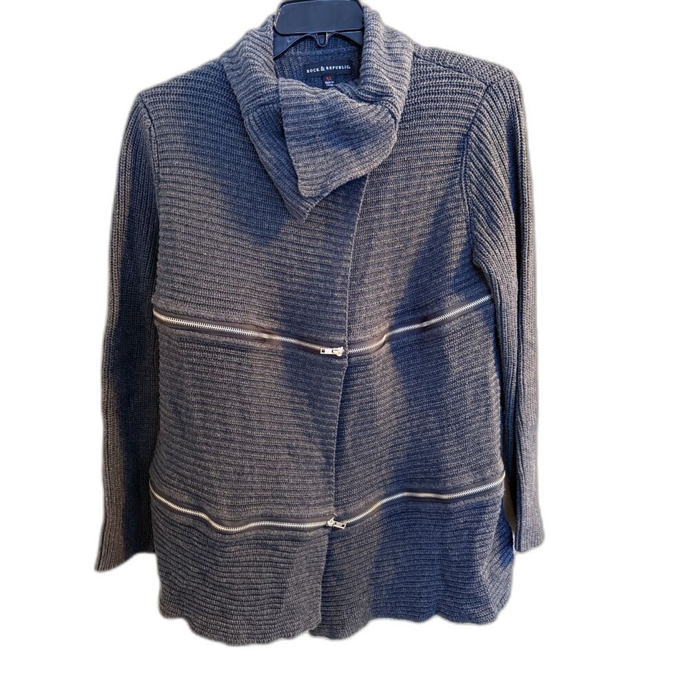 Rock & Republic Ribbed Moto Knit Cardigan - Size XL